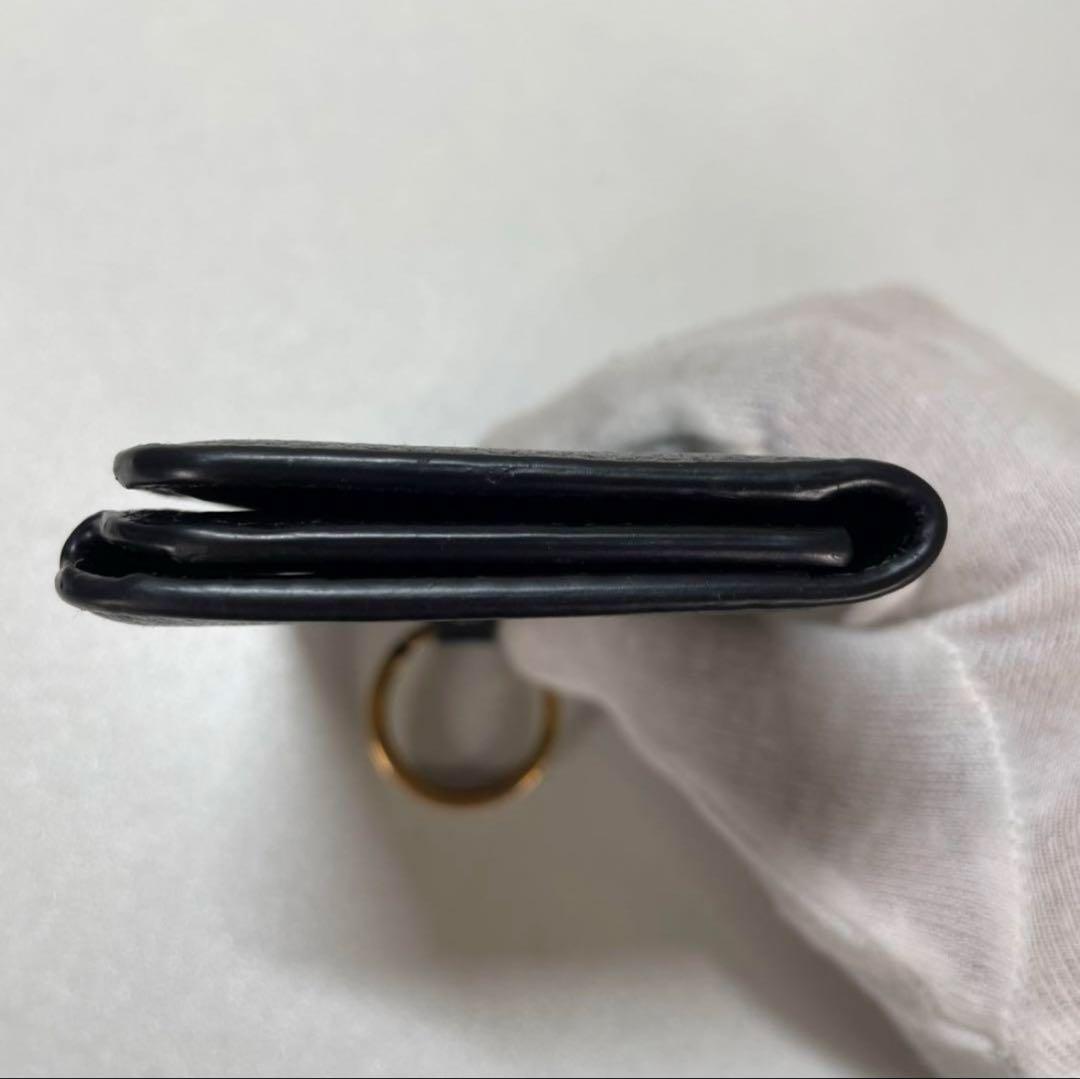 バレンシアガ　ロゴプリント レザーキーケース ブラック