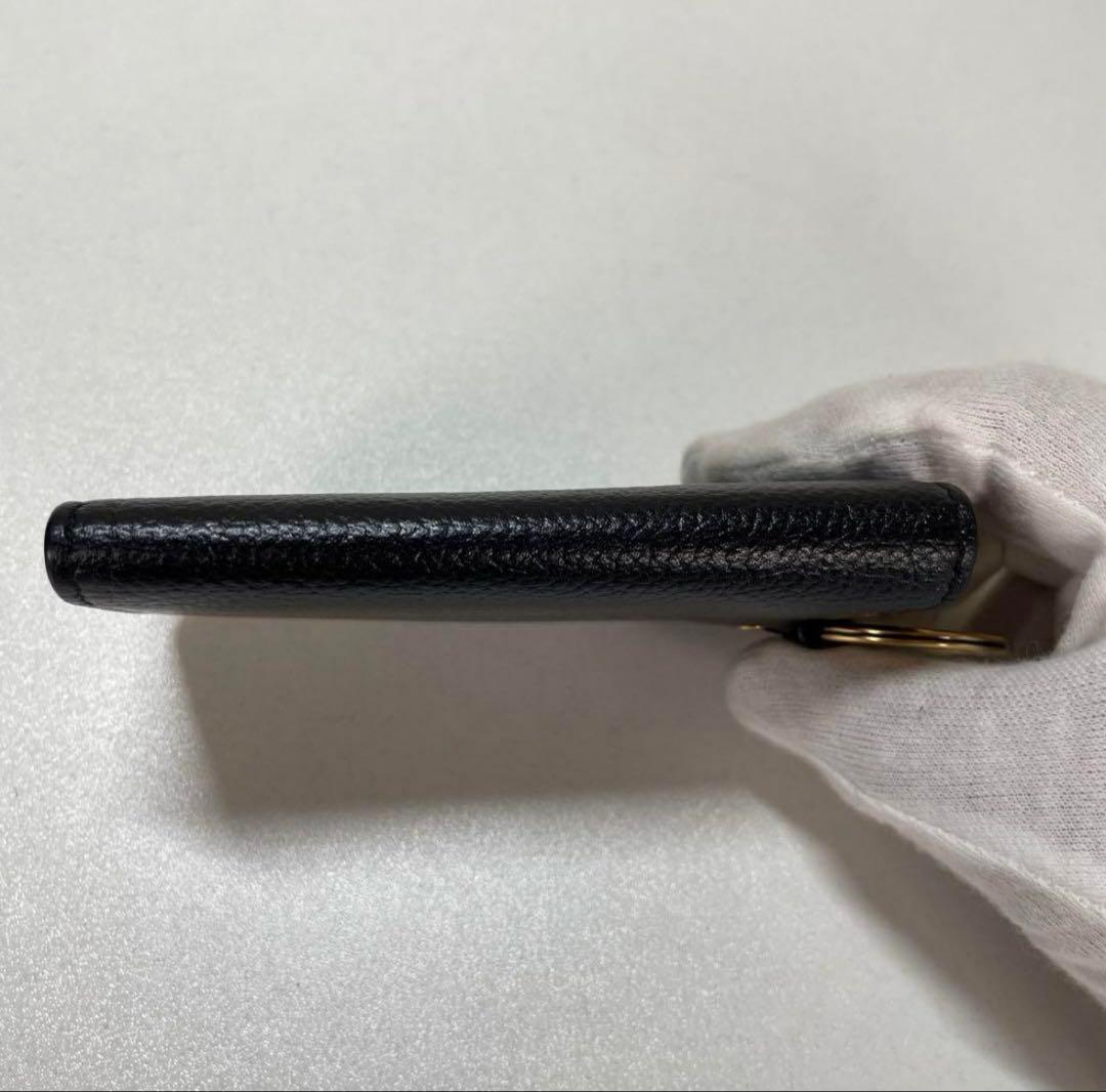 バレンシアガ　ロゴプリント レザーキーケース ブラック