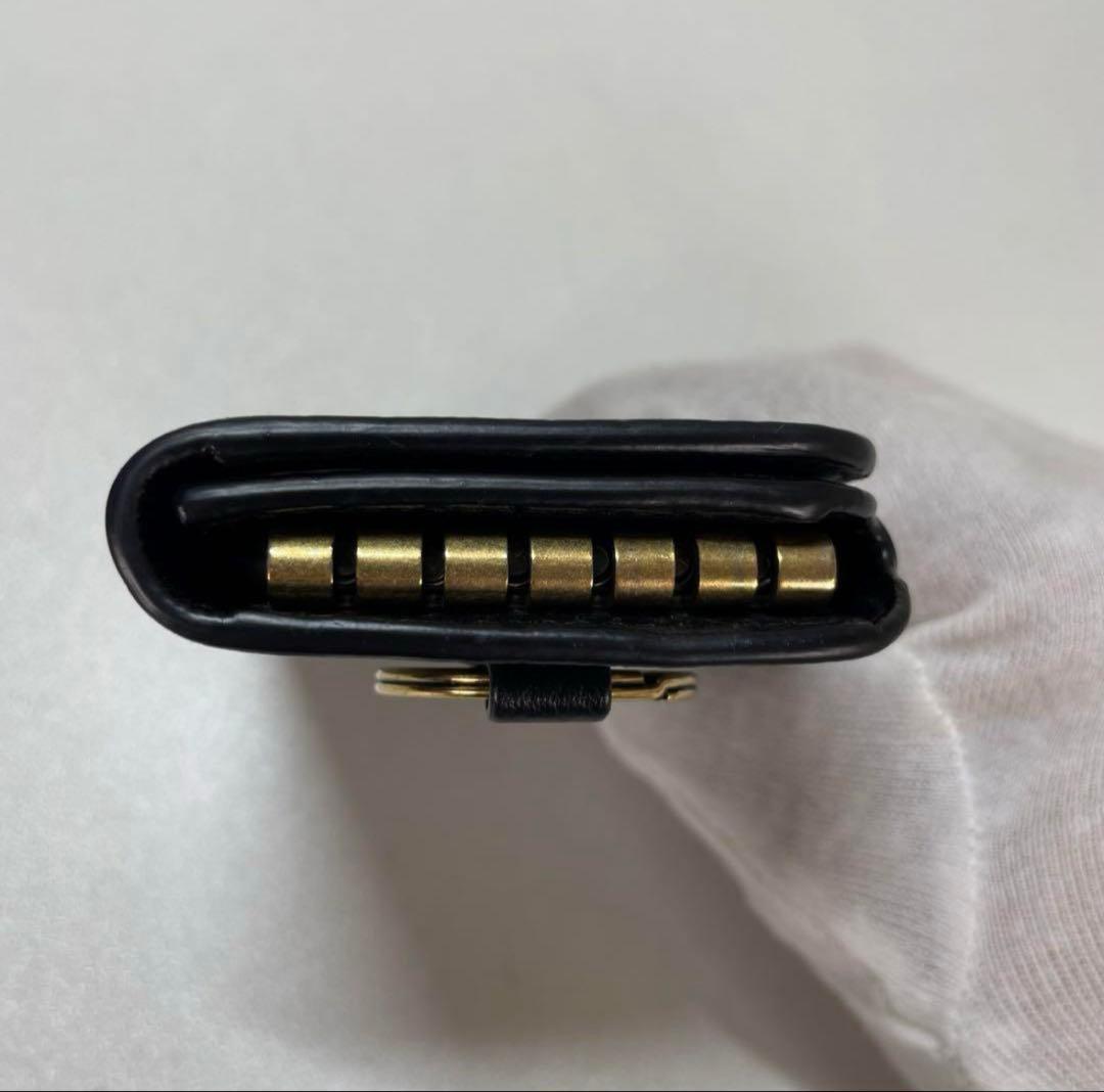 バレンシアガ　ロゴプリント レザーキーケース ブラック