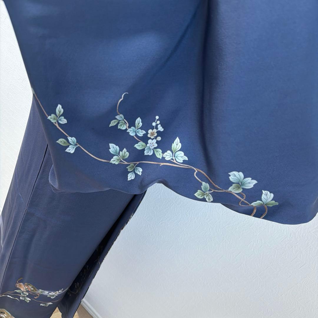 494 訪問着フルセット 正絹 紺 ネイビー 金銀彩 暈し染め フォーマル 上品