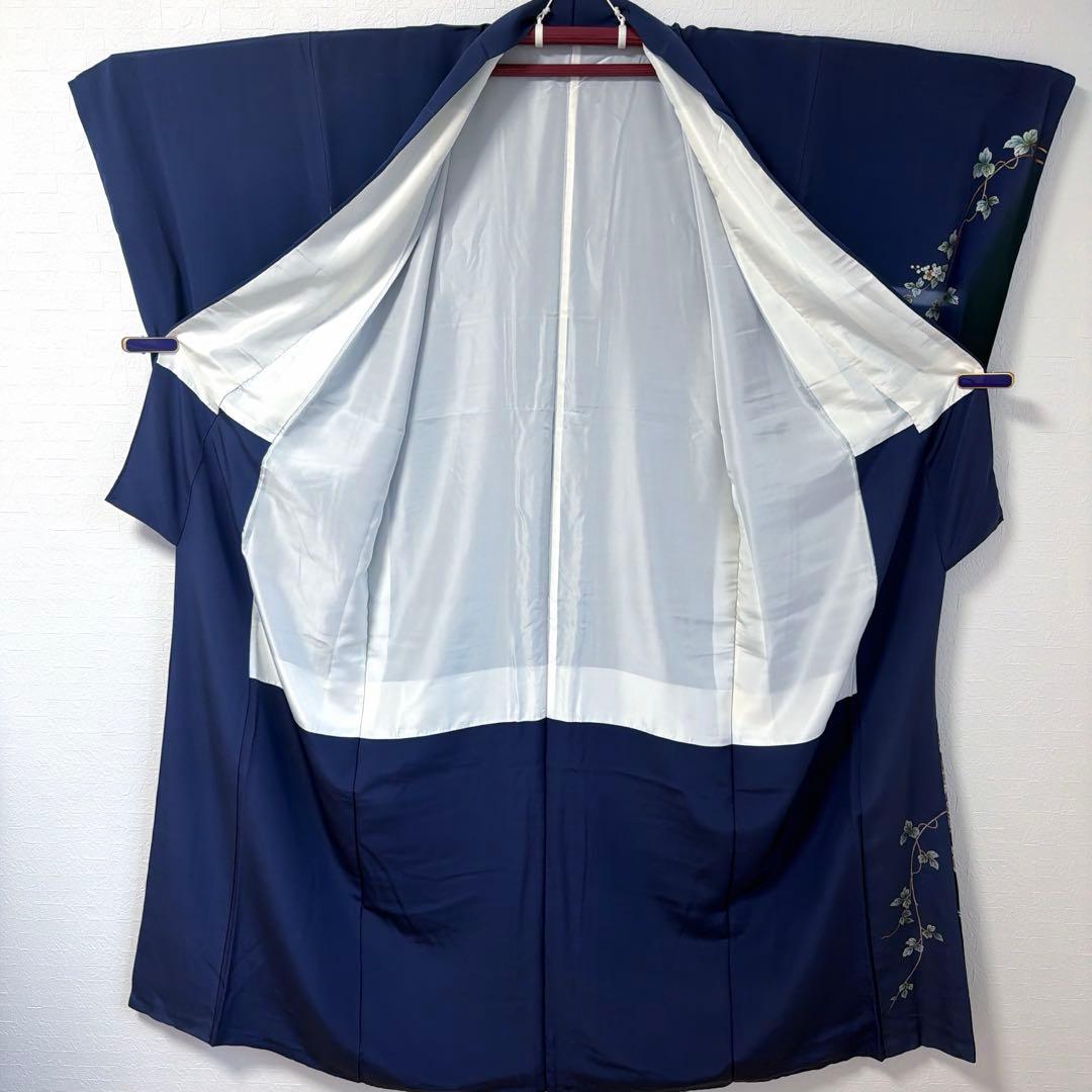494 訪問着フルセット 正絹 紺 ネイビー 金銀彩 暈し染め フォーマル 上品