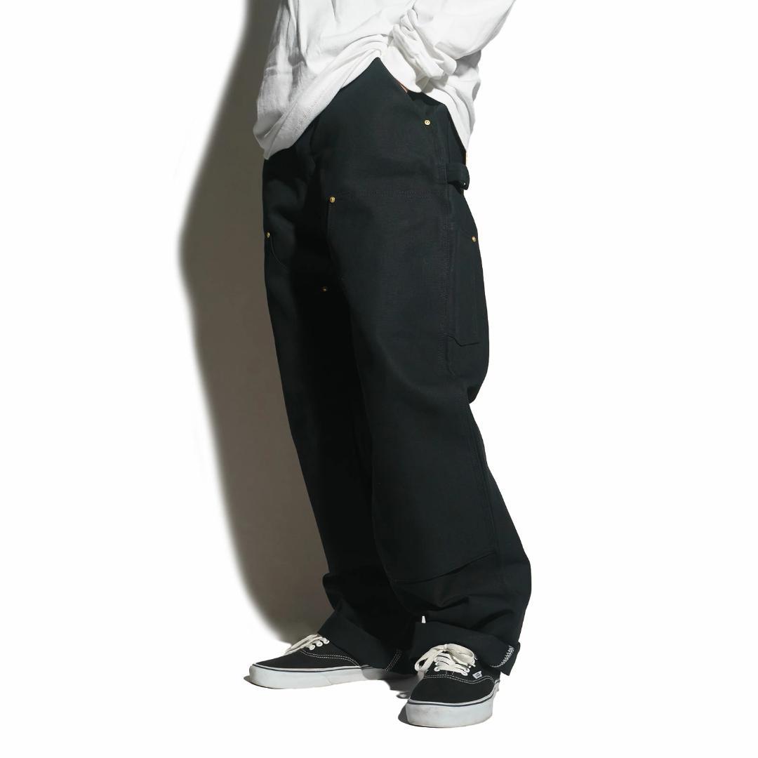 ★本物米国製レアサイズ！W32*L28CARHARTTダブルニーB01ブラック