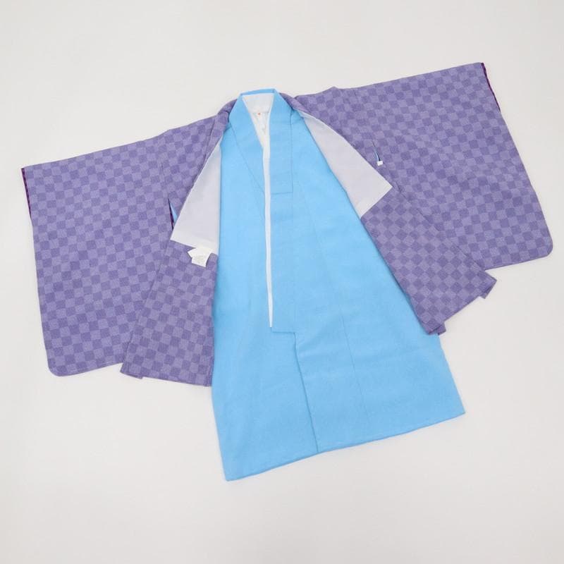 七五三3点セット　5歳男の子　羽織＋着物＋襦袢　紫　ジャパンスタイル　9RP12