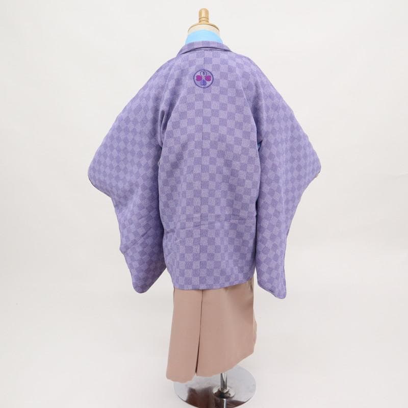 七五三3点セット　5歳男の子　羽織＋着物＋襦袢　紫　ジャパンスタイル　9RP12