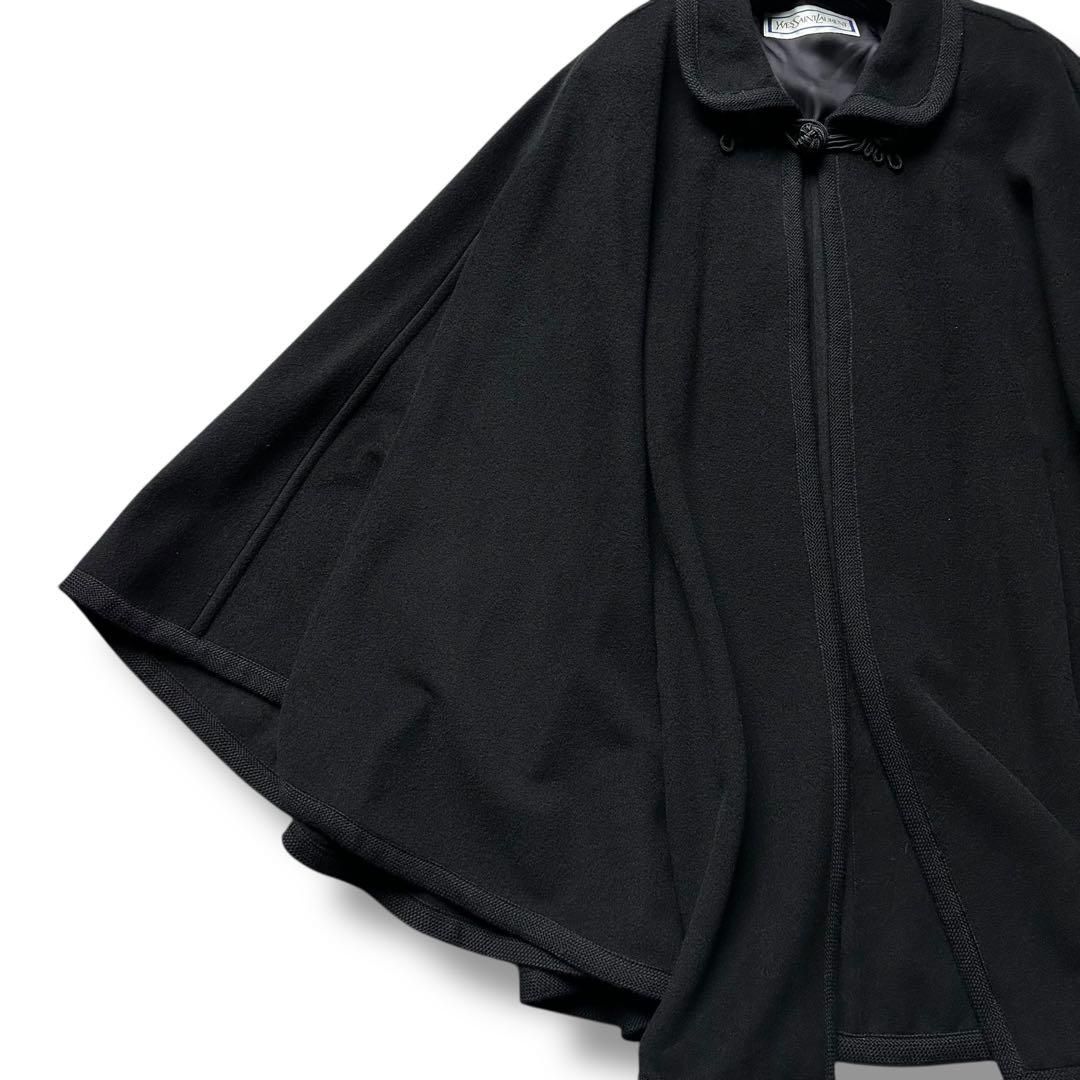 希少 未使用級 イヴサンローラン ケープコート ポンチョ マント レディース 黒