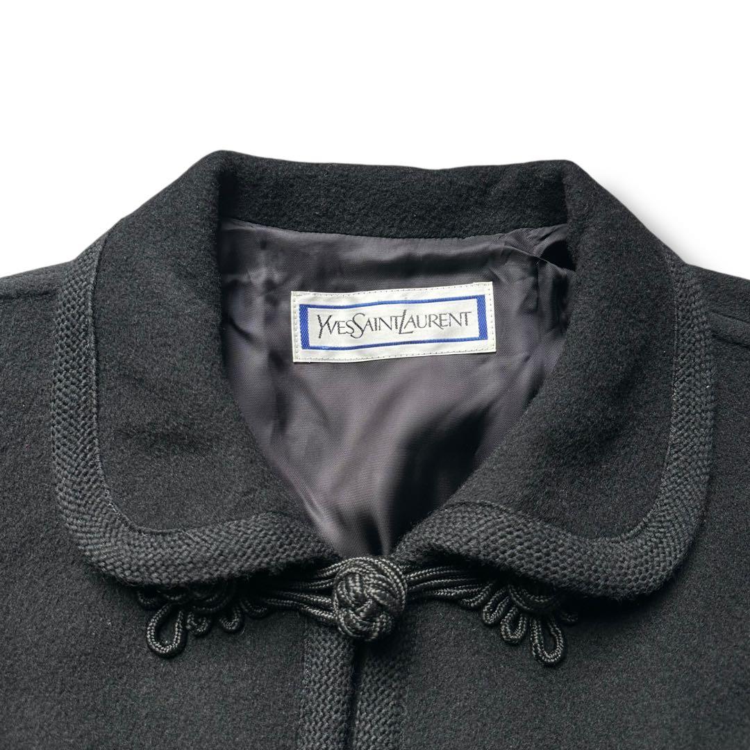 希少 未使用級 イヴサンローラン ケープコート ポンチョ マント レディース 黒