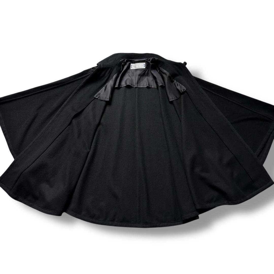 希少 未使用級 イヴサンローラン ケープコート ポンチョ マント レディース 黒