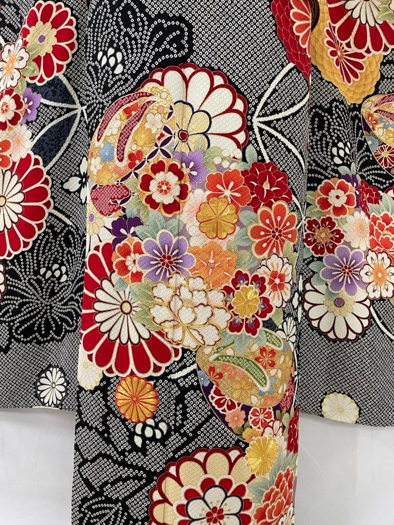 売約済み【WA-Modern】★★正絹　膨れ織り　染疋田　振袖7点フルセット★★