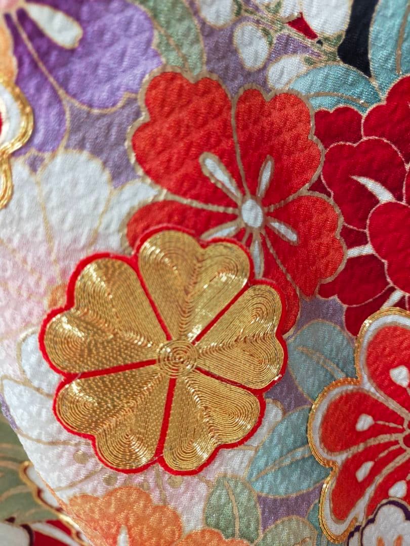 売約済み【WA-Modern】★★正絹　膨れ織り　染疋田　振袖7点フルセット★★