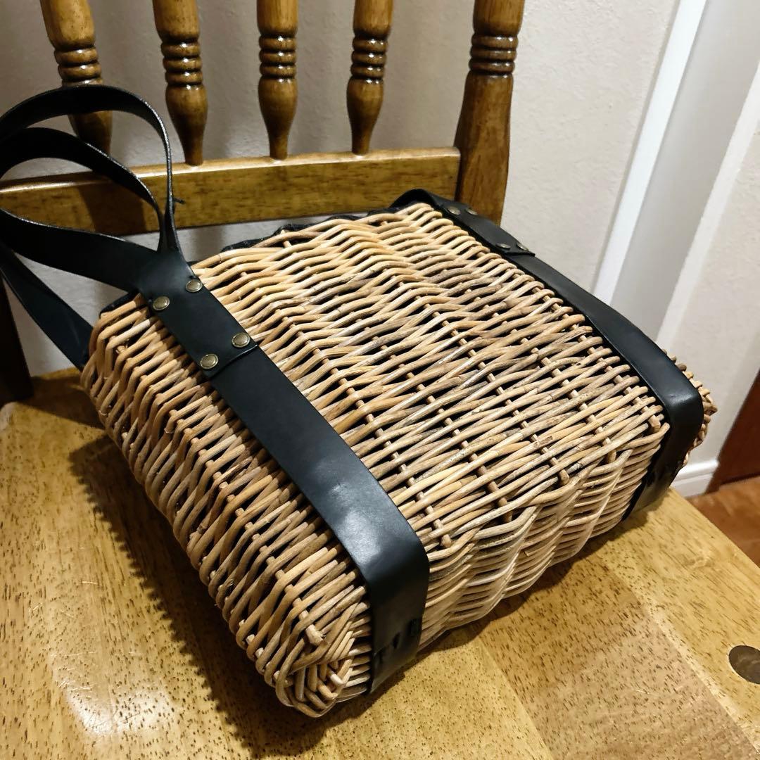 【USED】エバゴス　ブライドルレザーと紅籐・エストニアリネン被せ（ブラック）