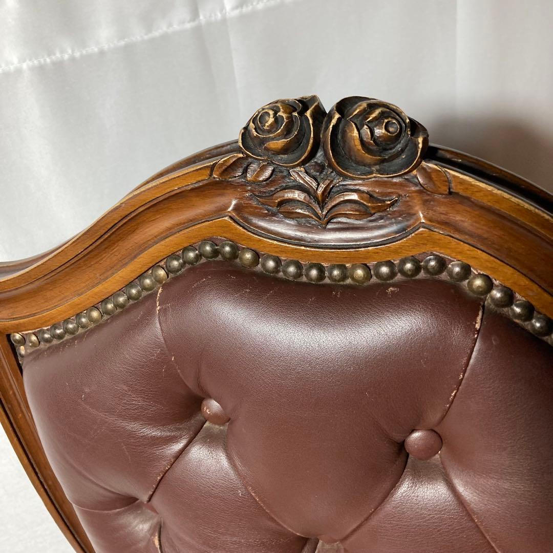 カリモク　アンティークチェア　ダイニングチェア　革　レザーチェア　木製イス