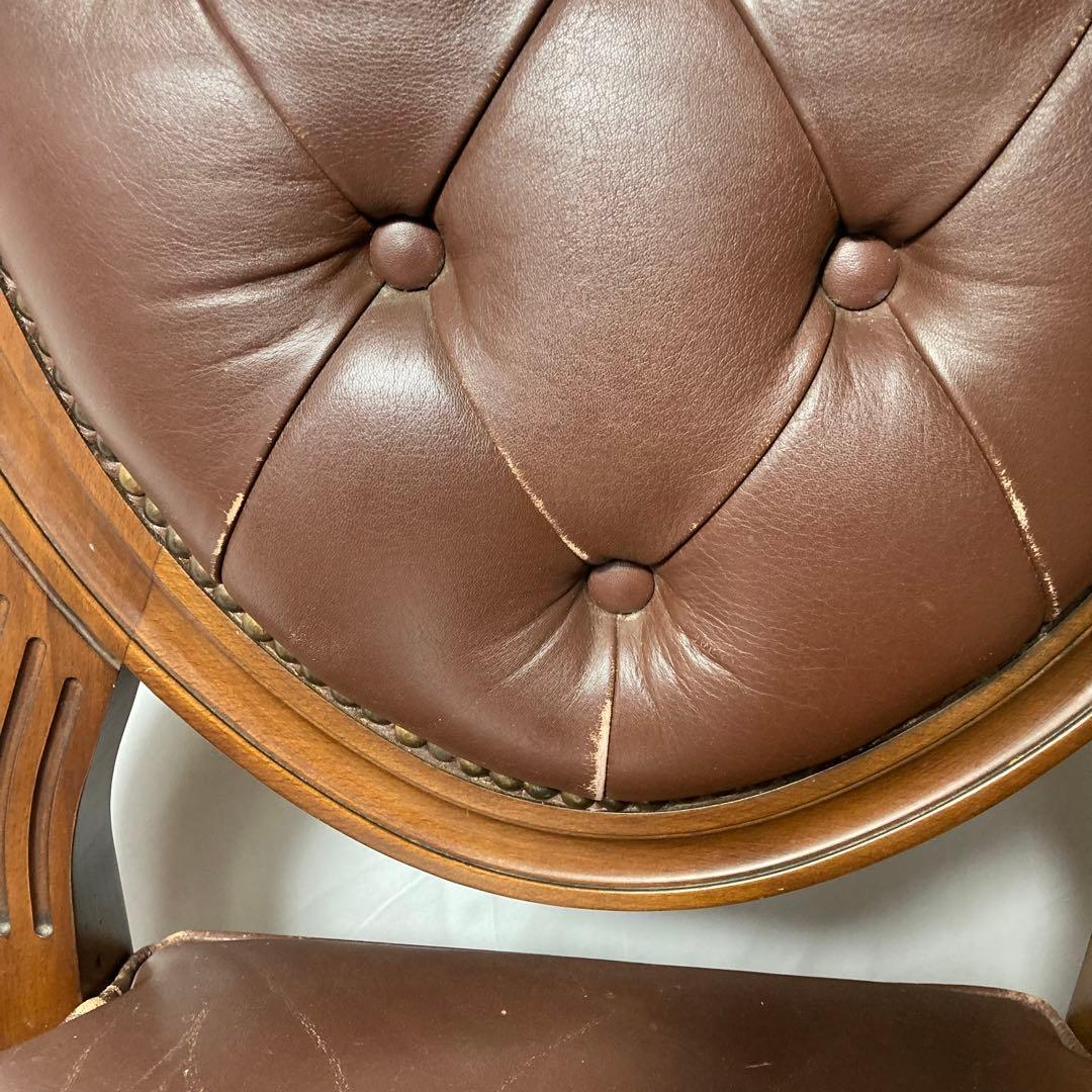 カリモク　アンティークチェア　ダイニングチェア　革　レザーチェア　木製イス