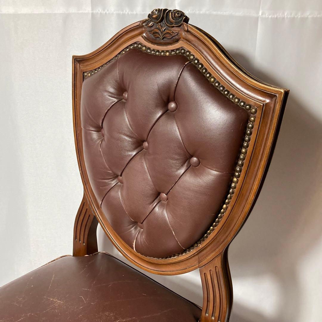 カリモク　アンティークチェア　ダイニングチェア　革　レザーチェア　木製イス