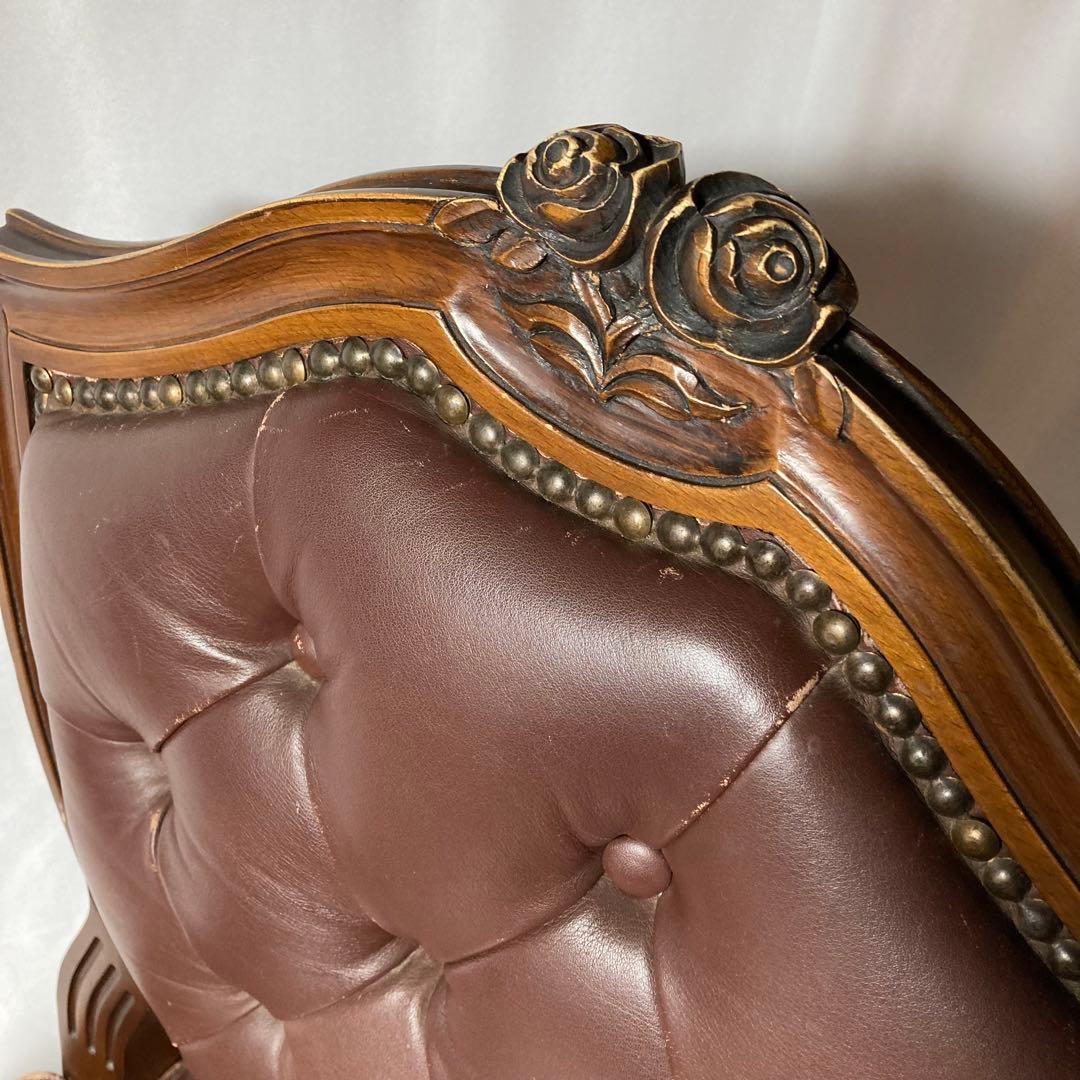 カリモク　アンティークチェア　ダイニングチェア　革　レザーチェア　木製イス