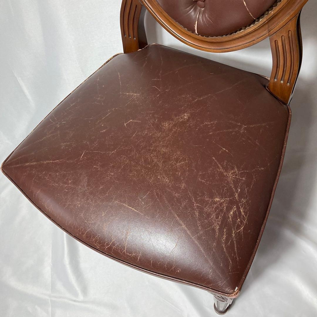 カリモク　アンティークチェア　ダイニングチェア　革　レザーチェア　木製イス