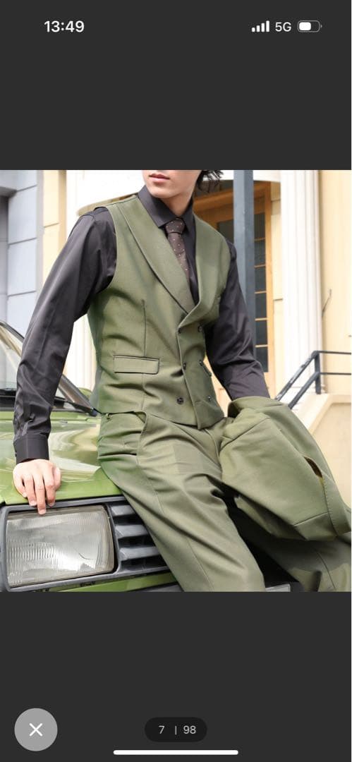 き*ち様 オリーブグリーン ダブルブレストスーツ セット