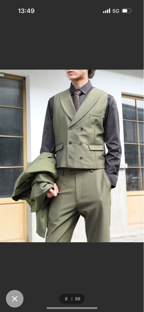 き*ち様 オリーブグリーン ダブルブレストスーツ セット