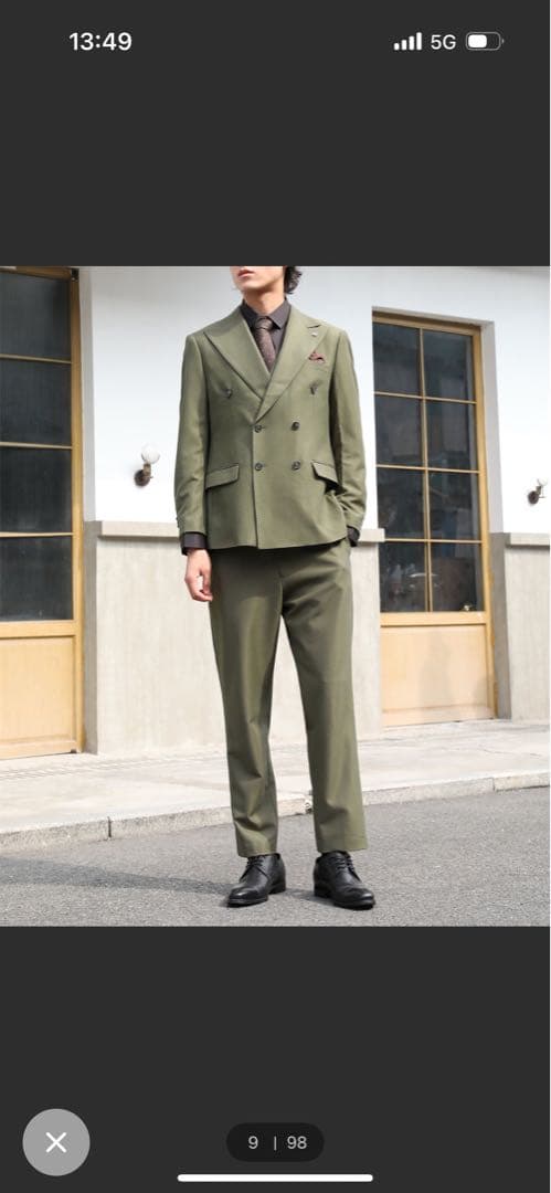 き*ち様 オリーブグリーン ダブルブレストスーツ セット