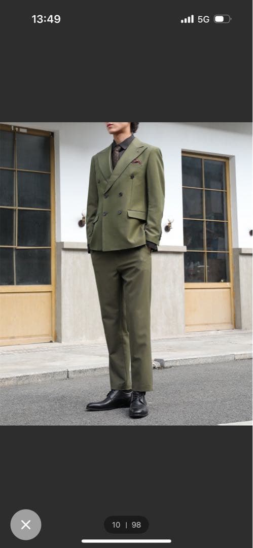 き*ち様 オリーブグリーン ダブルブレストスーツ セット