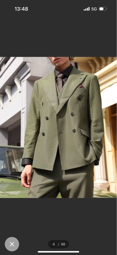 き*ち様 オリーブグリーン ダブルブレストスーツ セット