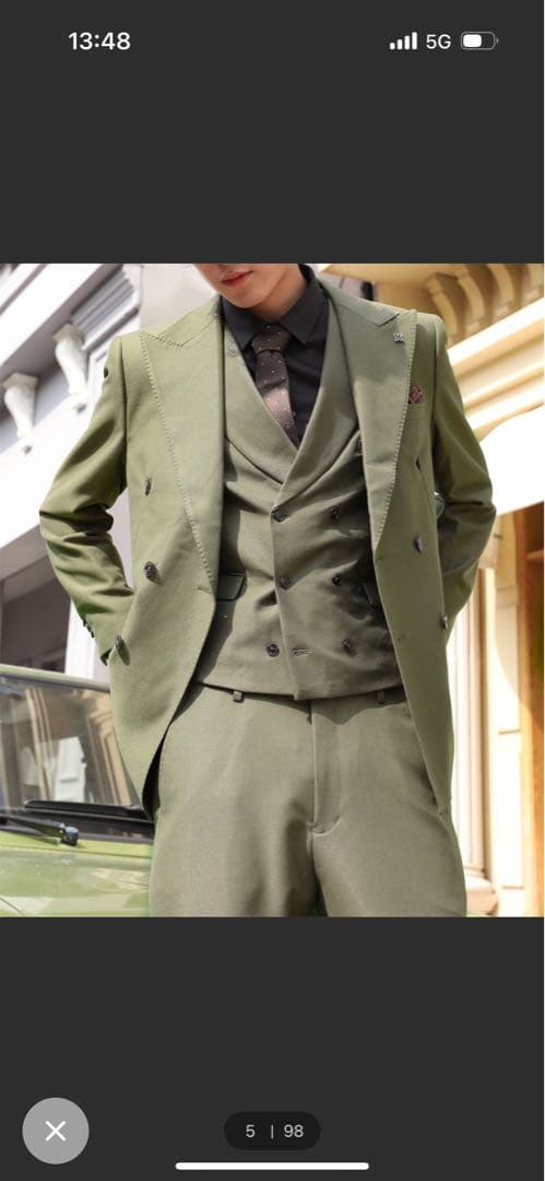 き*ち様 オリーブグリーン ダブルブレストスーツ セット