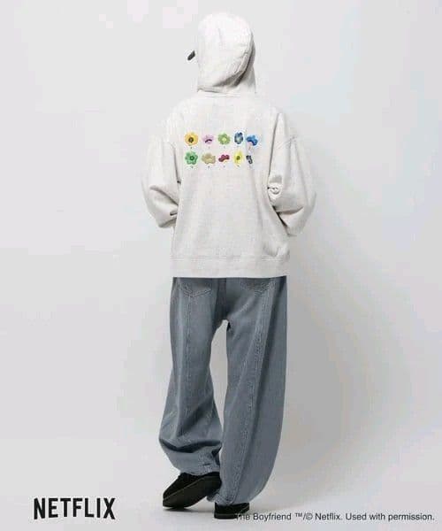 コラボ フラワープルオーバーフーディー boyfriend ニコアンド L