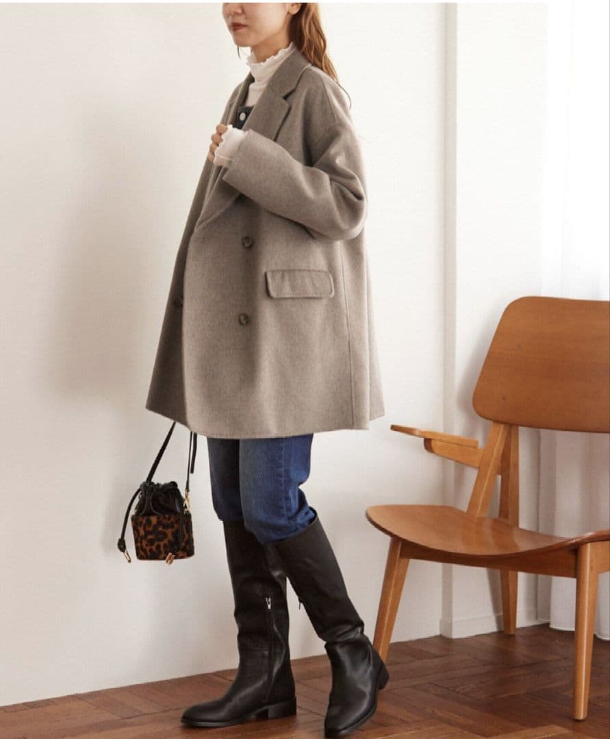 美品！レリュームのウールナイロンリバーオーバーサイズジャケットコート