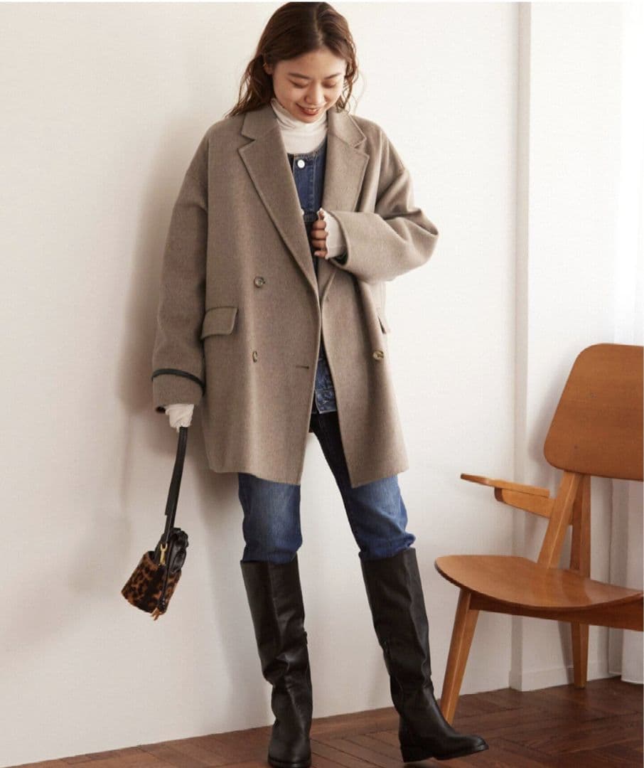 美品！レリュームのウールナイロンリバーオーバーサイズジャケットコート