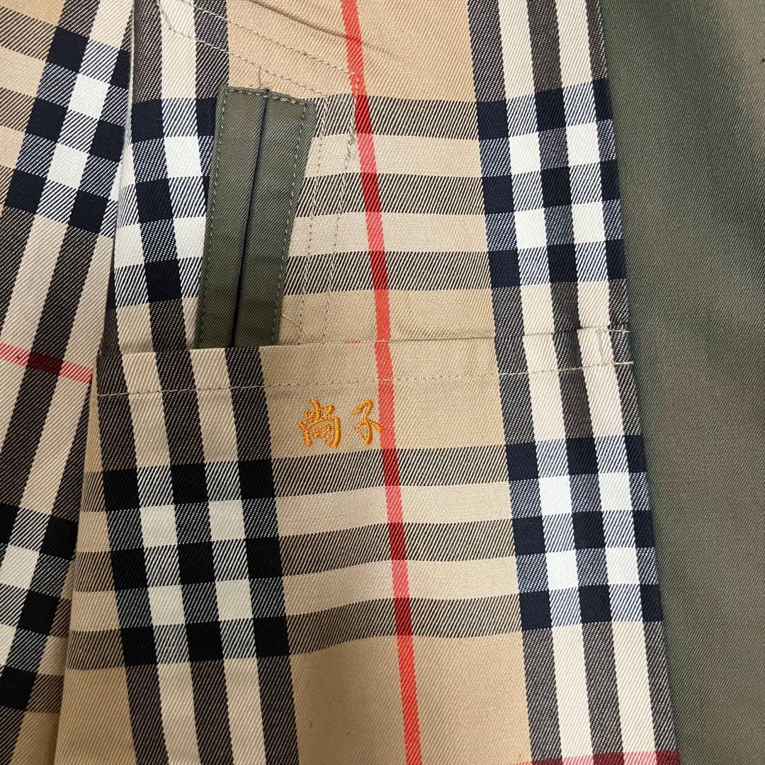 バーバリーズ ステンカラーコート ロング ノバチェック 玉虫色 白タグ