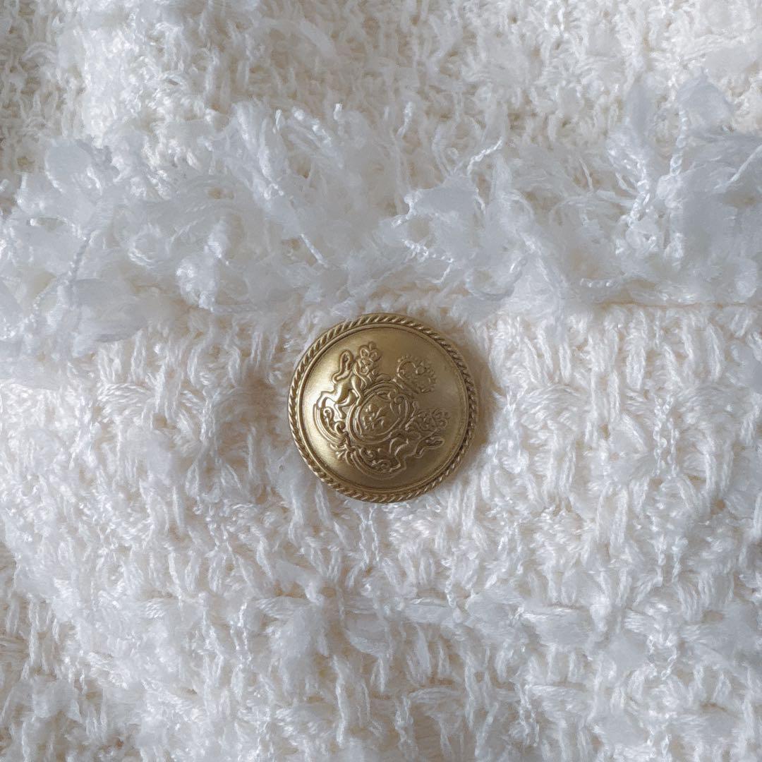 【完売希少】23AW シップス　ニットツイードクルーネックカーディガン　金ボタン