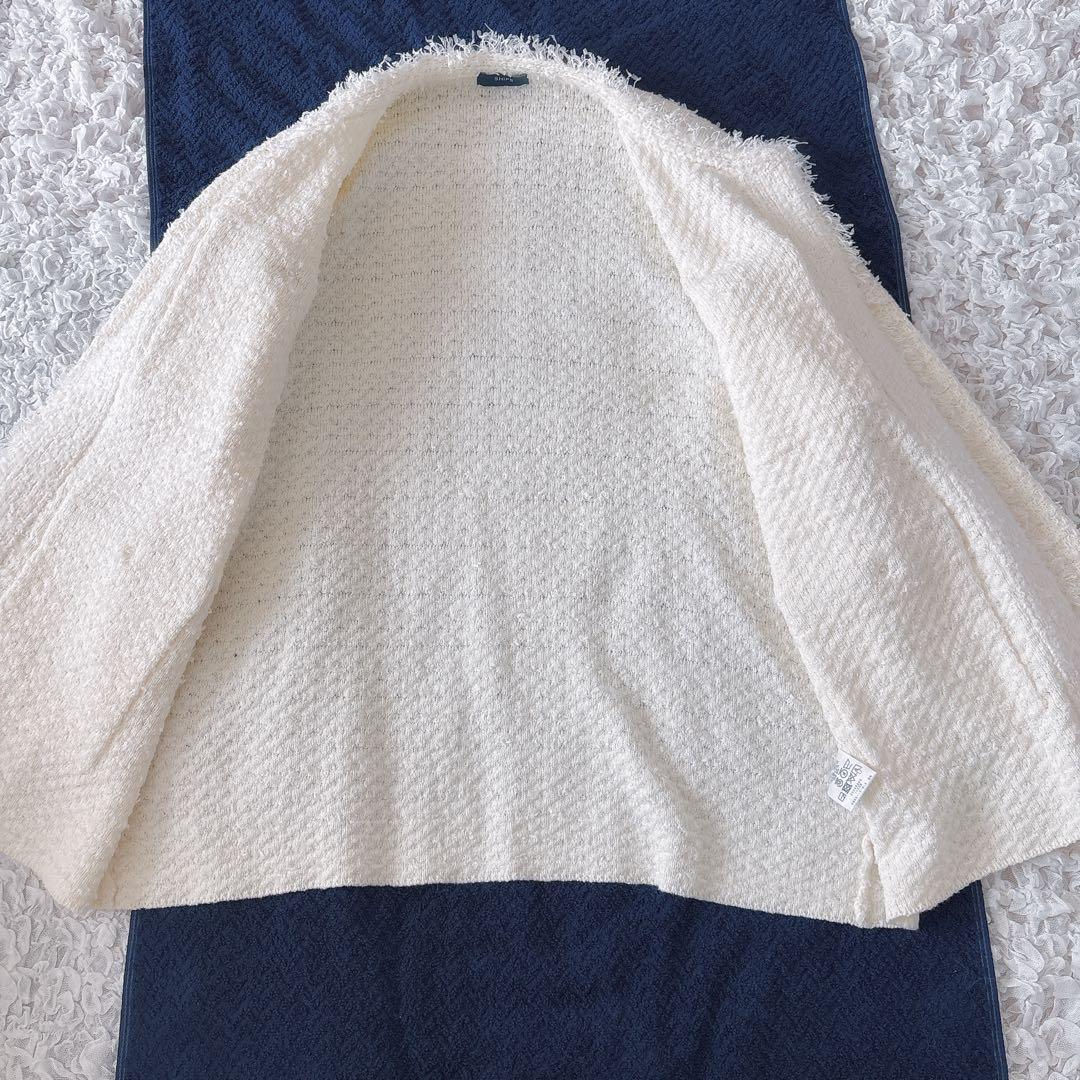 【完売希少】23AW シップス　ニットツイードクルーネックカーディガン　金ボタン