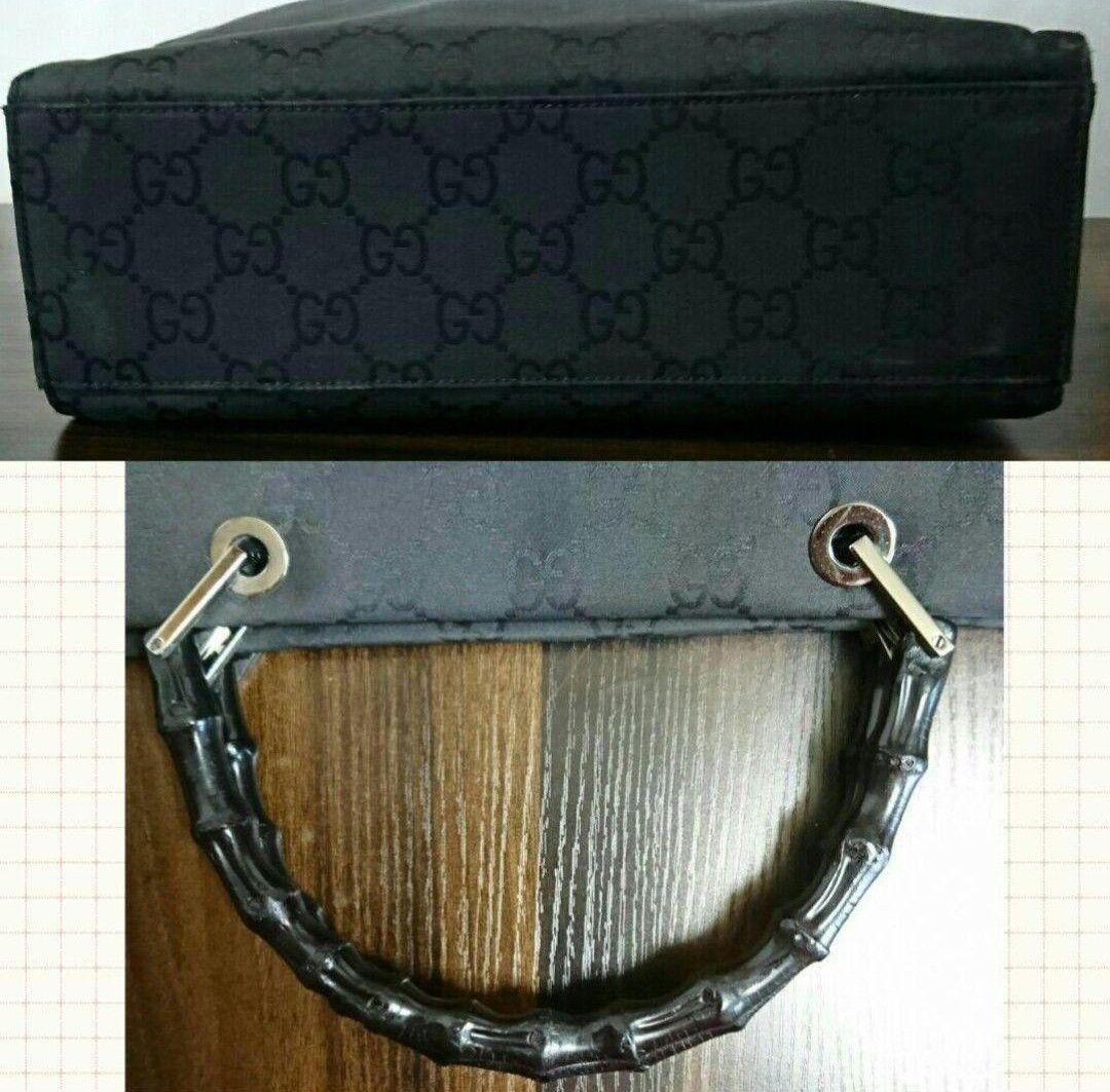 【良品】GUCCI グッチ バンブー トートバッグ GG柄 黒 正規品 男女兼用