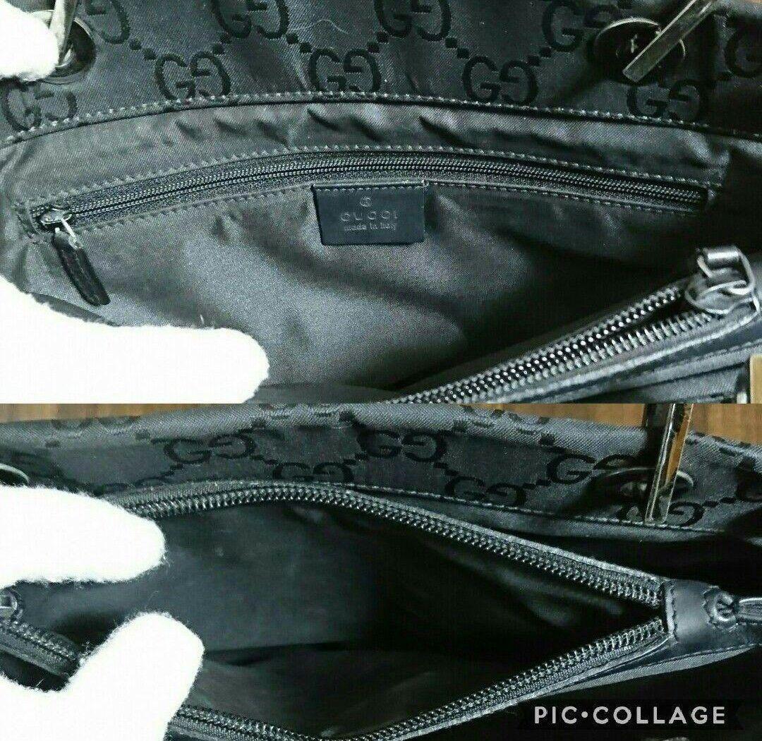 【良品】GUCCI グッチ バンブー トートバッグ GG柄 黒 正規品 男女兼用