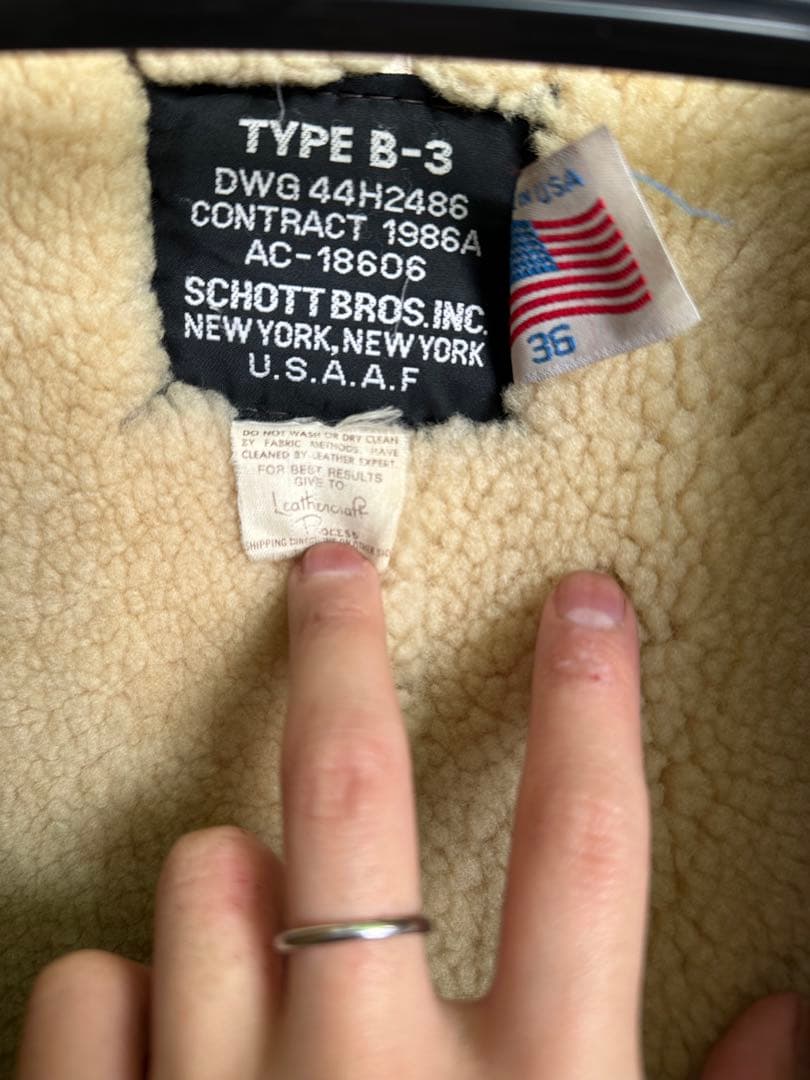 Schott B-3 ムートンジャケットUSA製 TYPE B-3 サイズ36