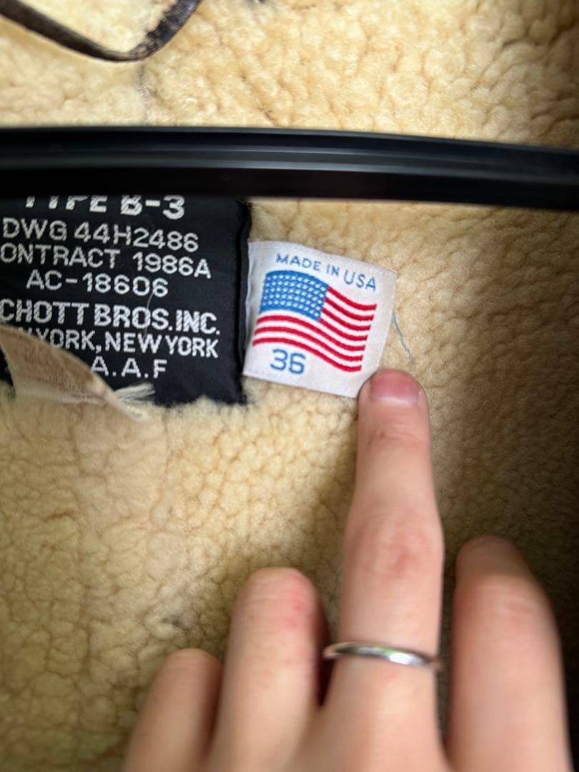 Schott B-3 ムートンジャケットUSA製 TYPE B-3 サイズ36