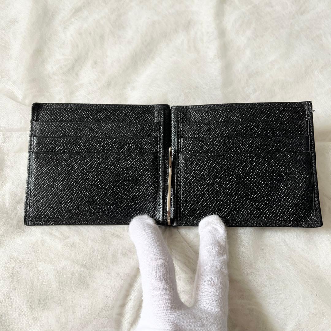 ブルガリ　マネークリップ　ブルガリマン　レザー　黒　サークルロゴ　メンズ　箱付き