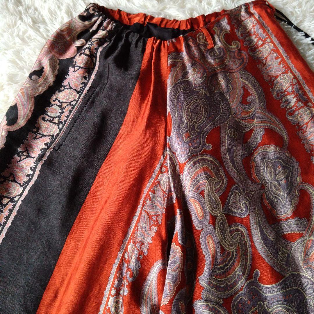 ワイズ　ペイズリープリント　ワイドパンツ