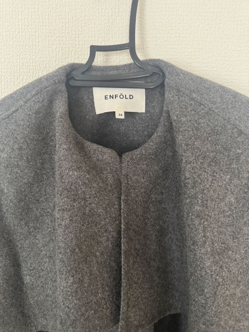 エンフォルド　Aライン　ケープ　コート　グレー　ケープコート　36 襟付き　襟