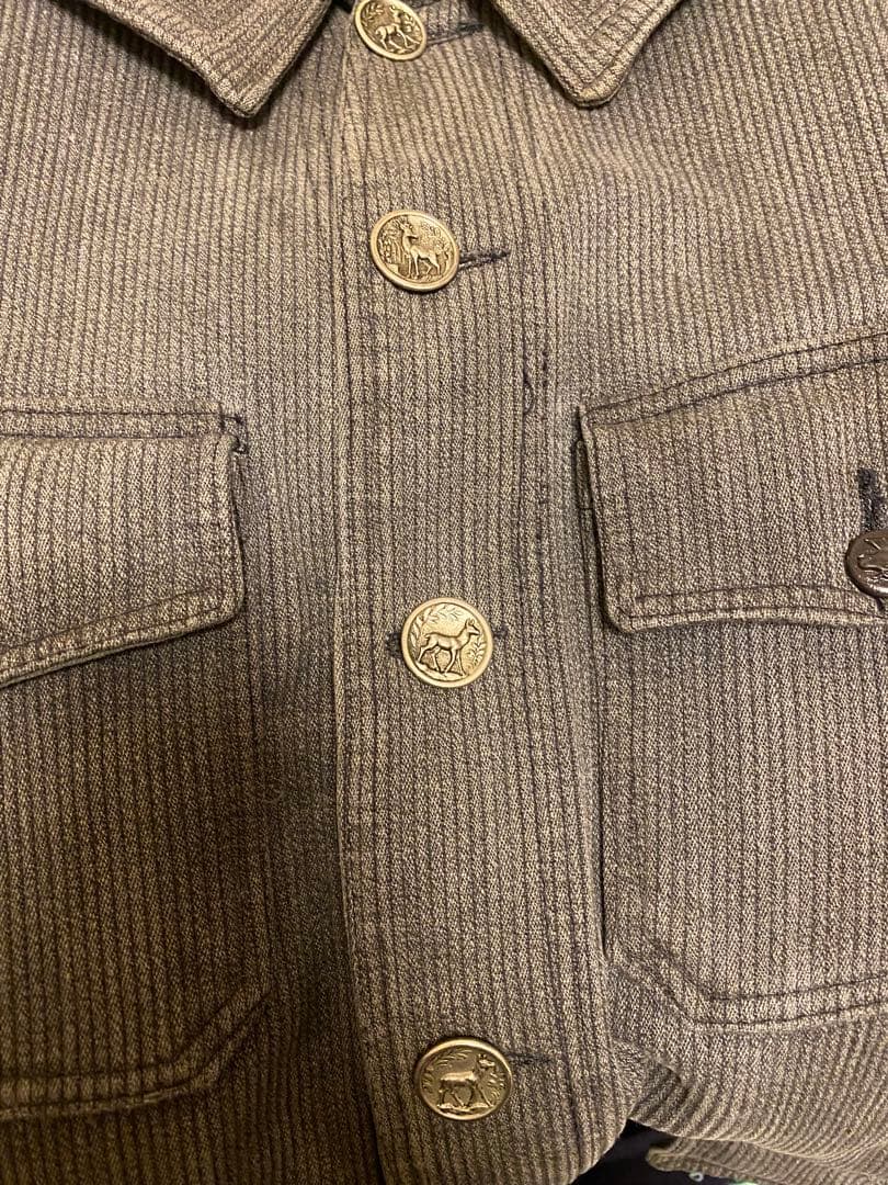 50s フレンチヴィンテージ 動物ボタン カバーオール ハンティング ピケ