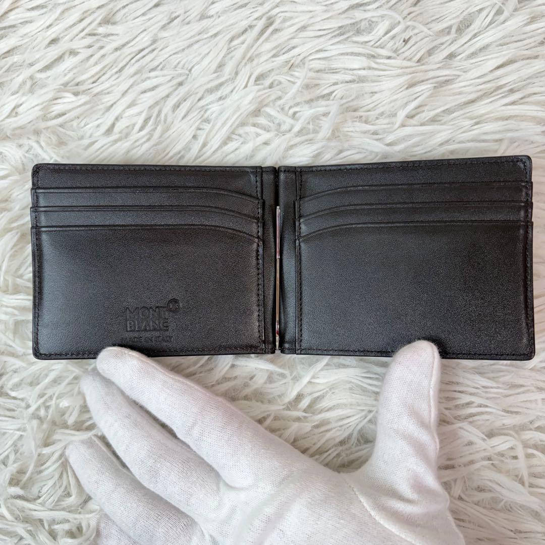 未使用級✨モンブラン マネークリップ ホワイトスター ダークブラウン レザー