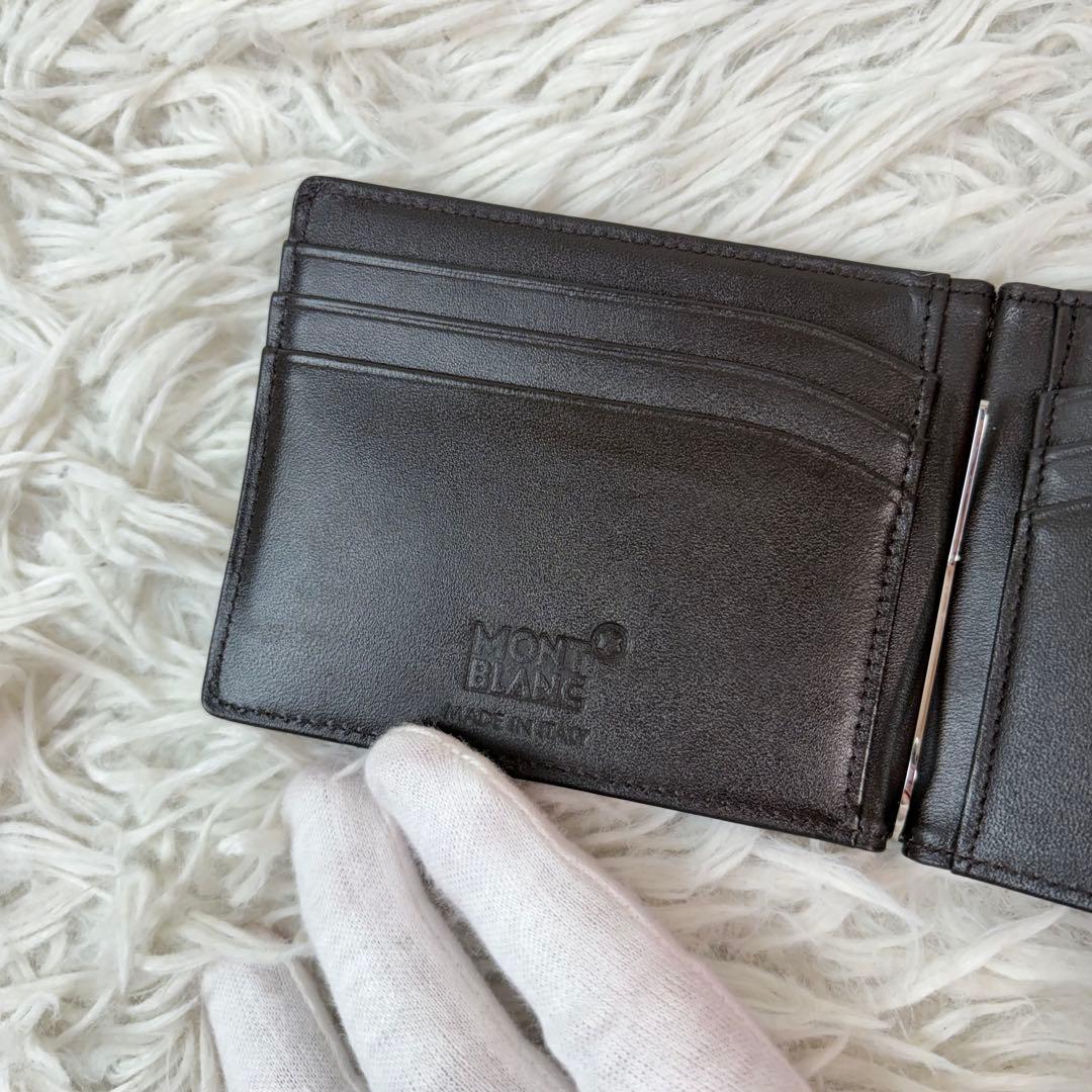 未使用級✨モンブラン マネークリップ ホワイトスター ダークブラウン レザー