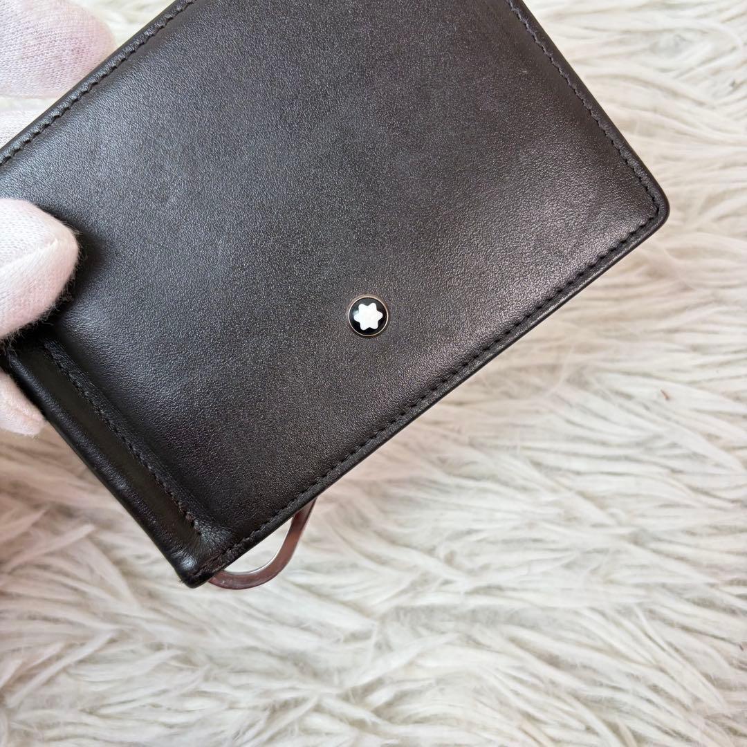 未使用級✨モンブラン マネークリップ ホワイトスター ダークブラウン レザー