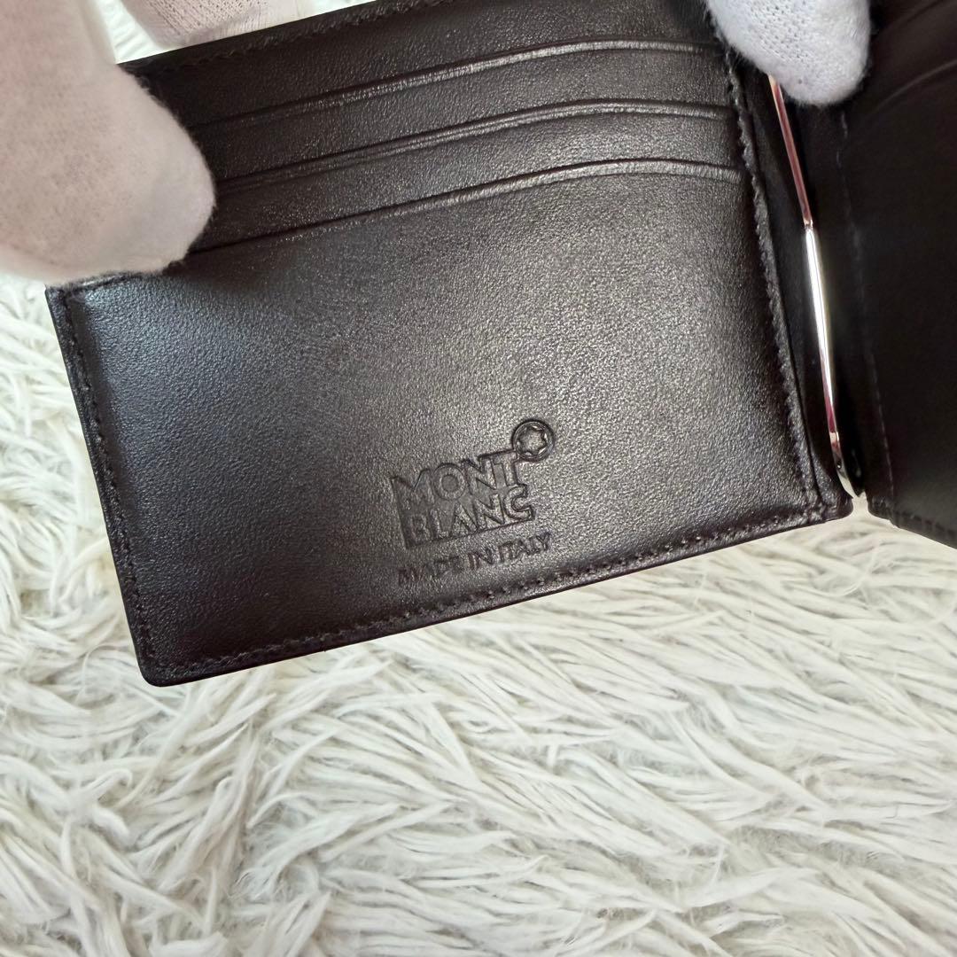 未使用級✨モンブラン マネークリップ ホワイトスター ダークブラウン レザー