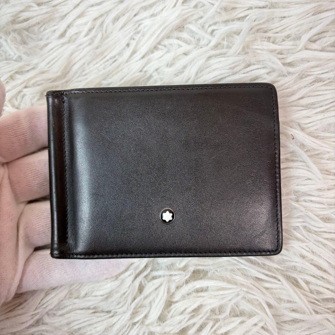 未使用級✨モンブラン マネークリップ ホワイトスター ダークブラウン レザー