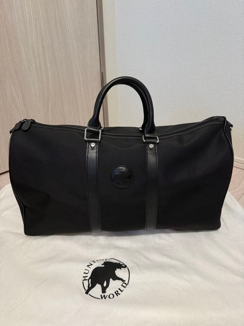 【布袋付き】ハンティングワールド ×ベンツ ボストンバッグ　大容量　黒