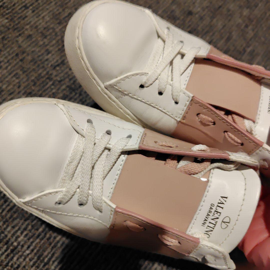 VALENTINO ヴァレンティノ オープンレザースニーカー ホワイト×ピンク