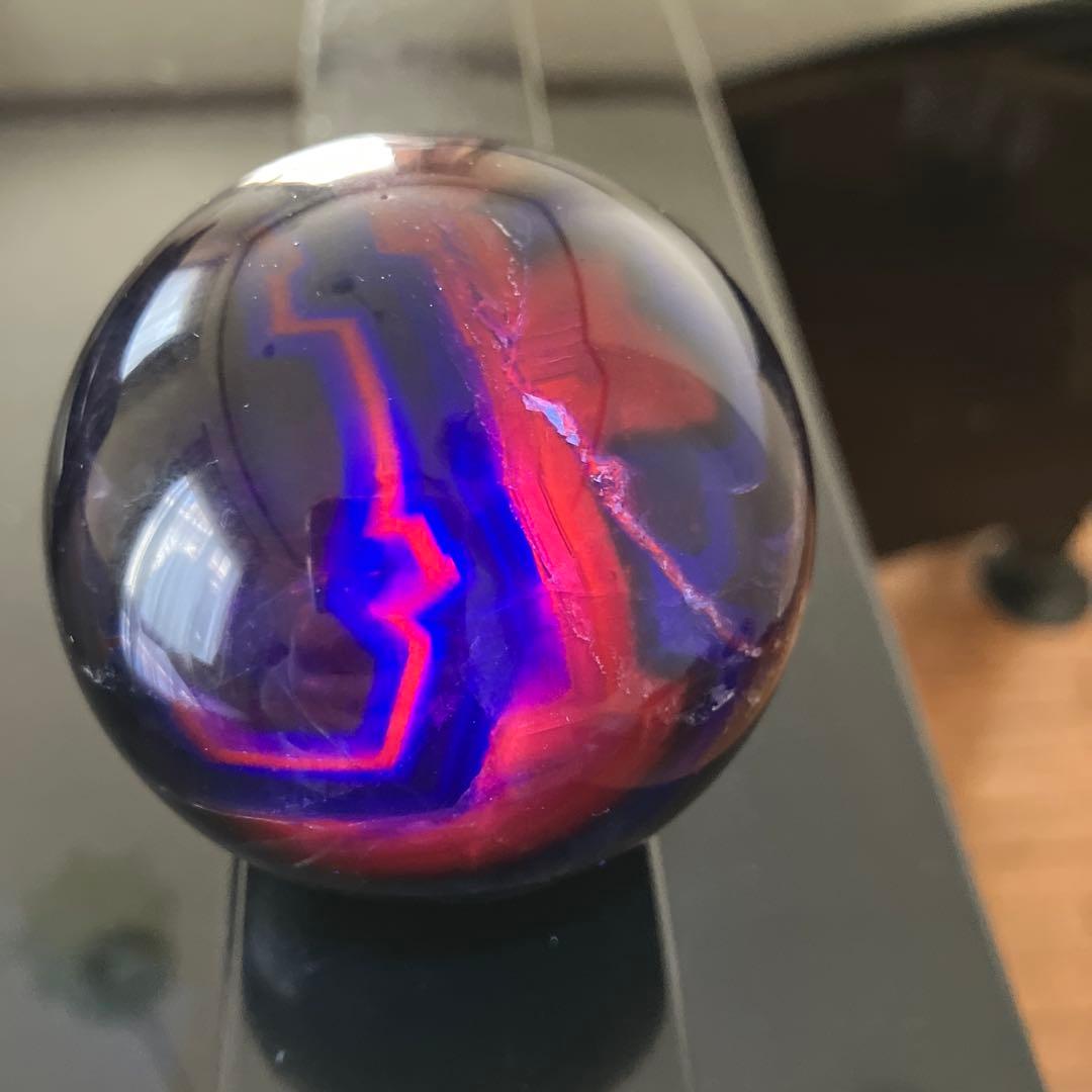 はち。さま専用珍！黒薔薇　フローライト　スフィア　天然石置物　E195