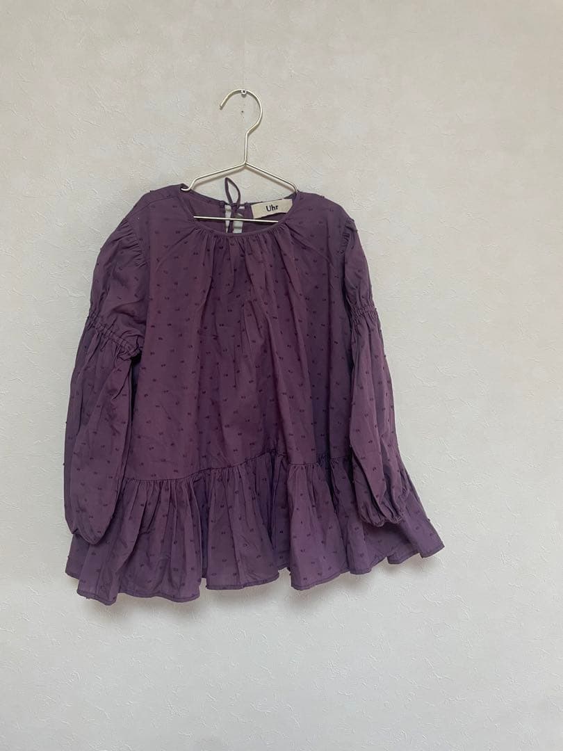 新品未使用　uhrドット柄長袖ワンピース（パープル）