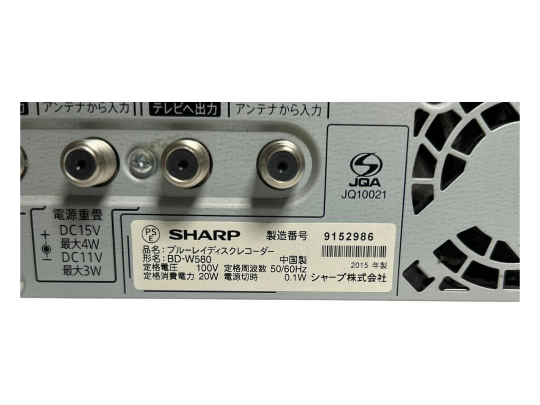 SHARP シャープ ブルーレイレコーダー BD-W580