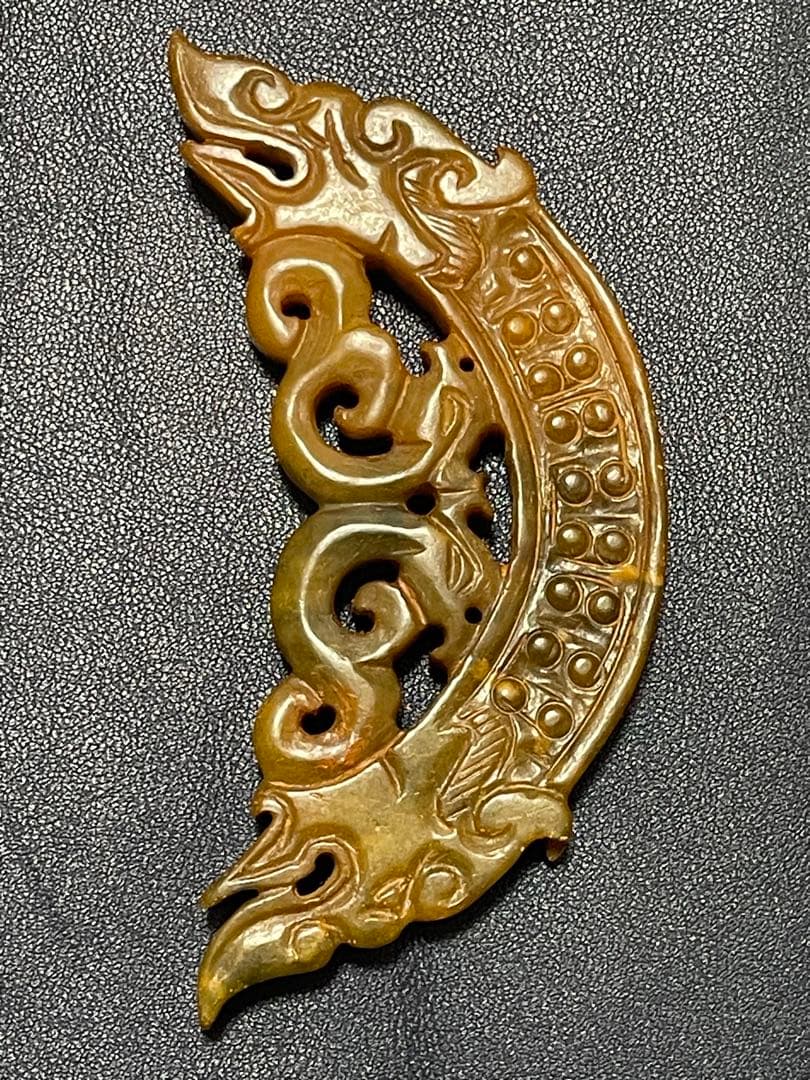 中国古玉　天然石極細工彫刻　風水置物